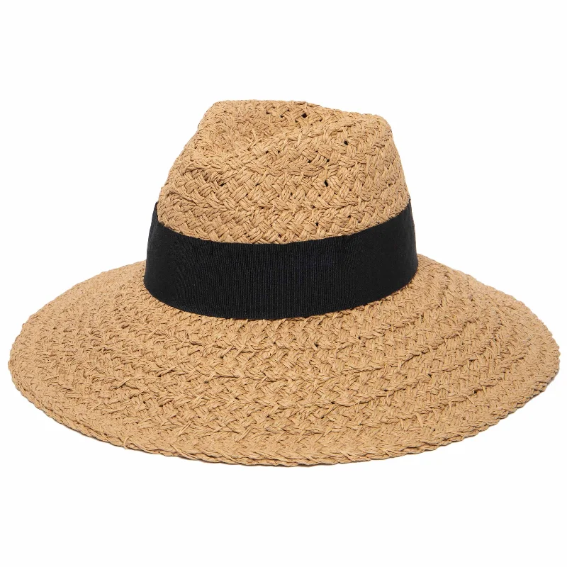 Fedora hats for women with geometric designs for a chic and bold statement -Women's Woven Paper Wide Brim Fedora With Grosgrain