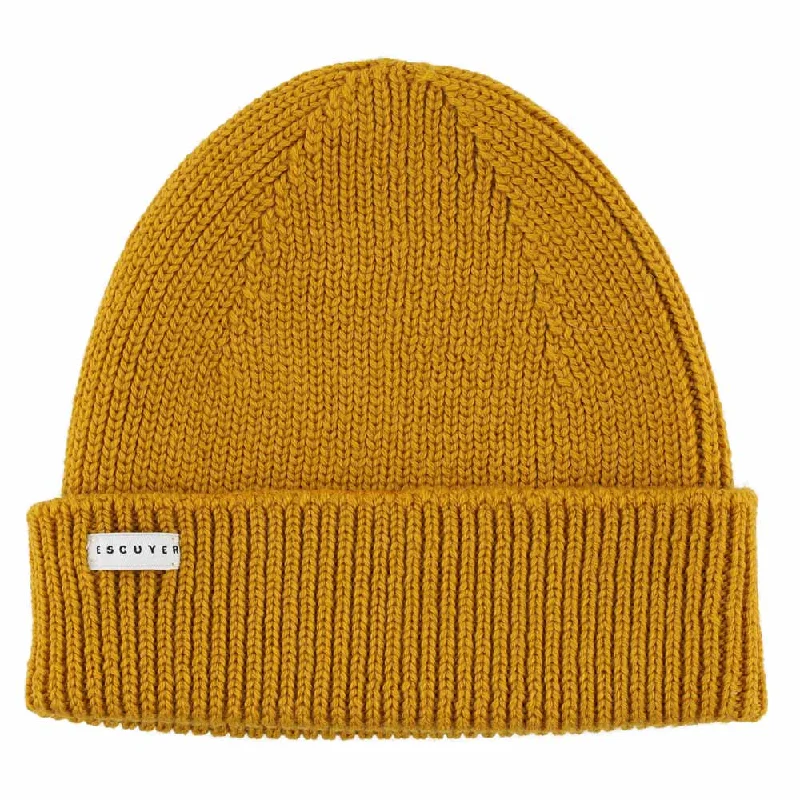 Adjustable trucker cap for outdoor summer fun -Ribbed Merino Beanie / Mustard