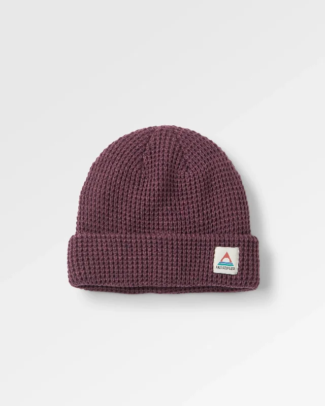 Sports cap with moisture-wicking fabric tech -Moss Recycled Double Layer Waffle Beanie - Deep Plum