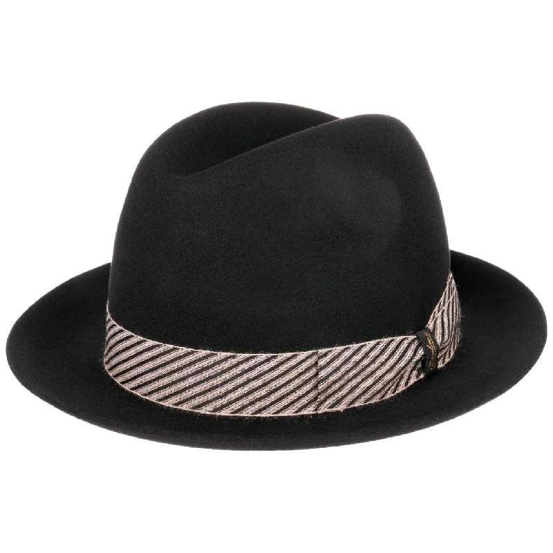 Fashionable fedora hats for men with contrasting bands for modern styling -Damiano Super Fine Wool Hat by Borsalino