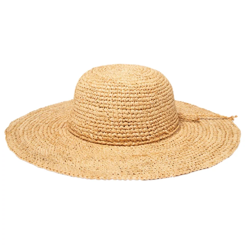 Elegant straw hat for women with decorative ribbon and fashionable touch -San Diego Hat Company's Signature Women's Large Brim Raffia Hat