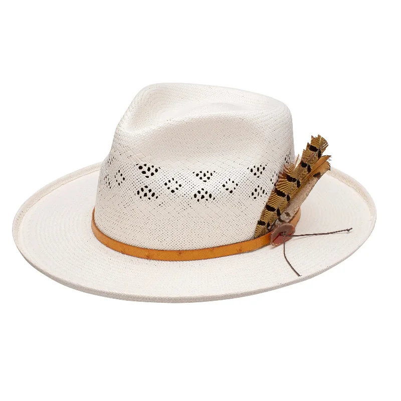 Premium felt fedora hats for women with luxurious textures for an upscale look -Stetson Andromeda Wide Brim Vented Shantung Straw Fedora