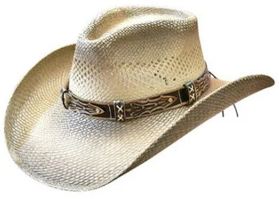 Simple straw fedora for men with traditional styling and lightweight construction -Dallas Hats Hacienda Stain/Tooled Hatband