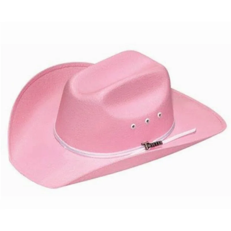 Elegant straw cloche hat for women with a timeless, vintage look -Twister Youth Pink Cowboy Kid Hat