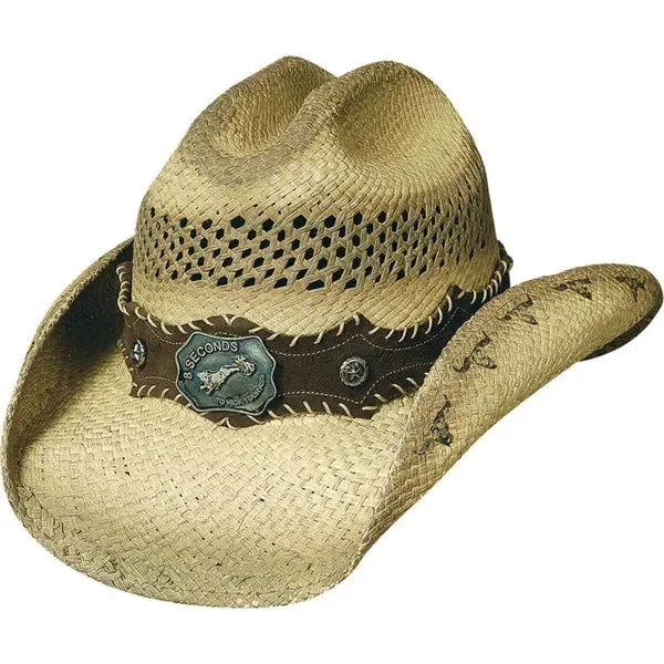 Custom cowboy hats with intricate patterns for women with handmade details -Bullhide Ride Em - Shapeable Straw Cowboy Hat