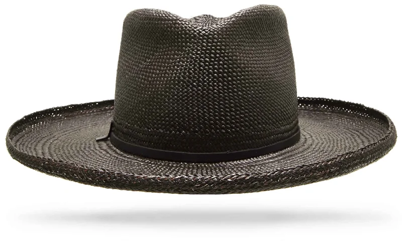 Stylish straw hat for men with natural design for summer fashion -Marfa Straw Black