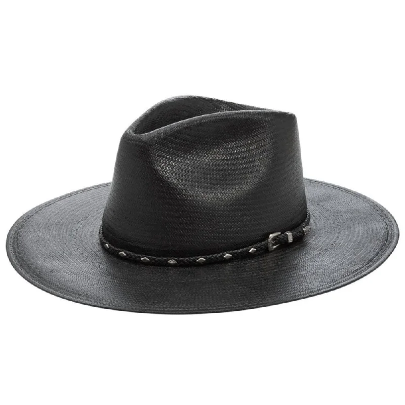 Fedora hats for women with satin finishes for luxurious texture and shine -Stetson Night Rider Shantung Straw Wide Brim Fedora