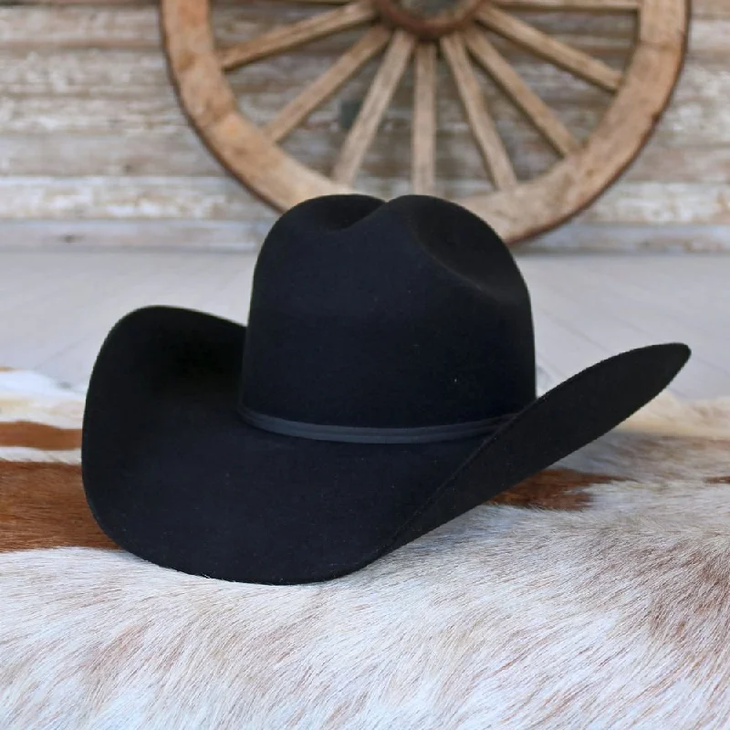 Lightweight wool felt hat for summer wear -Resistol Crossroads Jr. Boys Black Felt Cowboy Hat