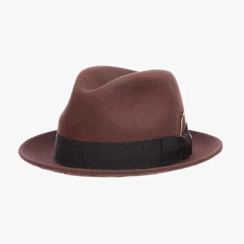 Designer fedora hats for men with stylish feather details for added flair -Stacy Adams Highland Wool Felt Fedora