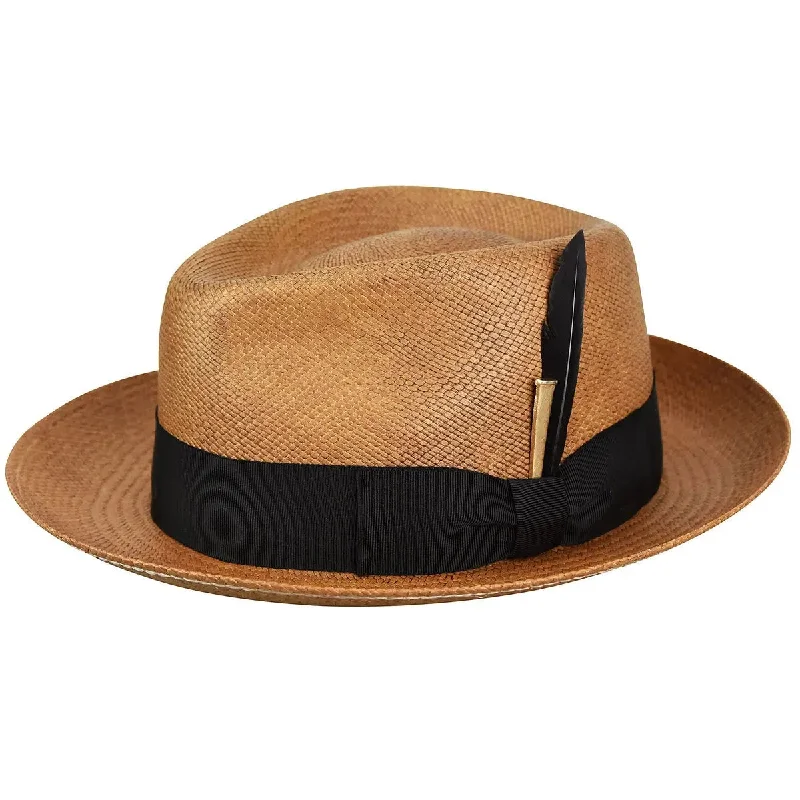 Classic felt fedora hats for women with subtle band details for refined elegance -Bailey Tessier Brisa Weave Genuine Panama Fedora