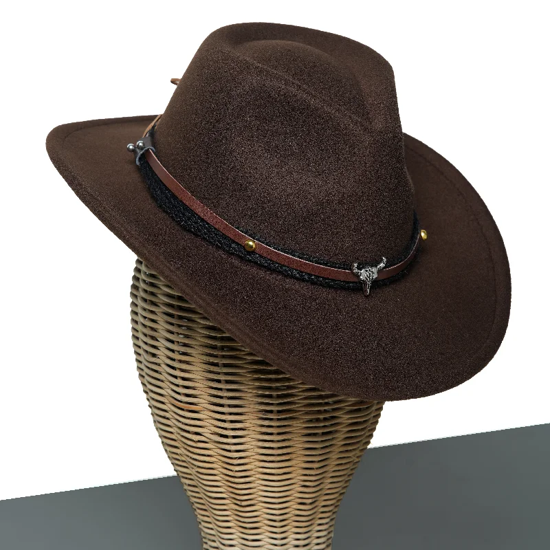 Elegant cowboy hats for men with satin ribbon bands and luxurious finish -Chokore American Cowhead Cowboy Hat (Brown)