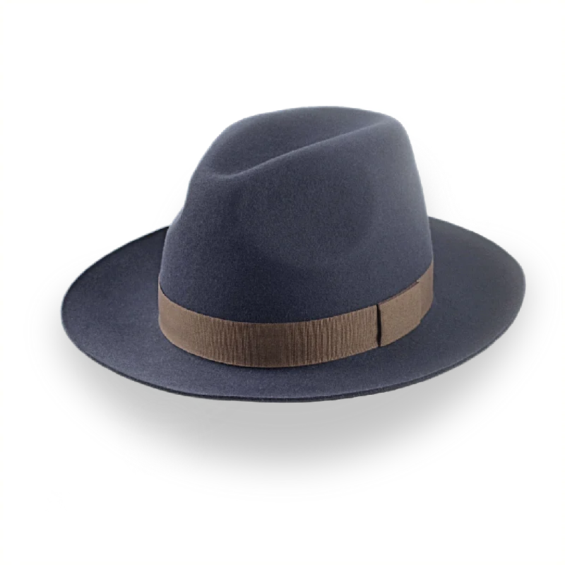 Soft felt fedora hats for women with adjustable bands for a perfect fit -Classic Men's Fedora in Dark Slate Grey Fur Felt | The Senator