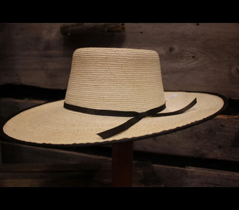 Versatile straw hat for men with narrow brim for casual and formal occasions -Sunbody Telescope Palm Leaf Hat - Chocolate Trim