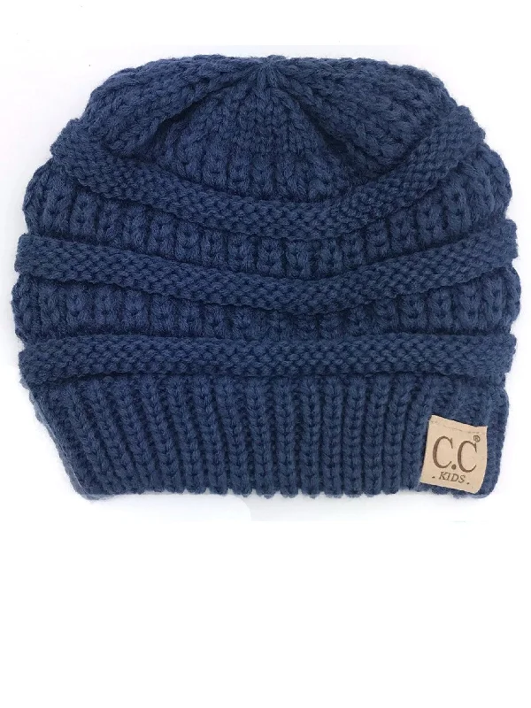 Classic baseball cap for casual everyday wear -YJ-847 Dark Denim Kid Beanie