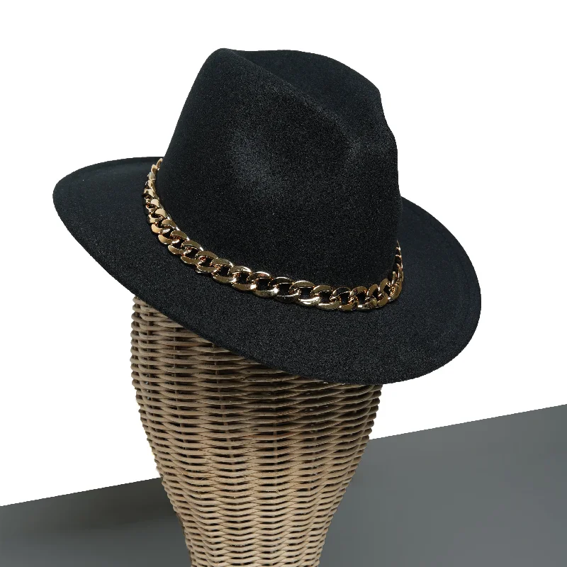 Timeless fedora hats for men with understated designs and neutral tones -Chokore Classic Fedora Hat with Stylish Chain Belt (Black)