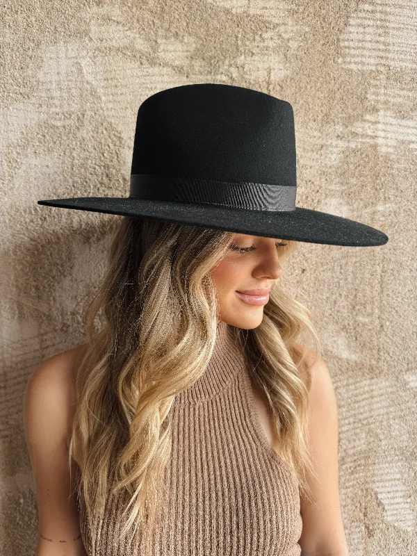 Classic fedora felt hat for timeless charm -Felt Black Pinch Front Hat