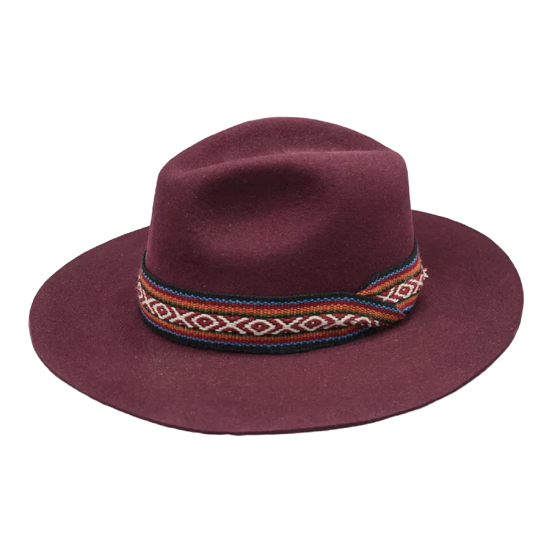 Breathable felt hat for summer festival fun -XO - Burgundy