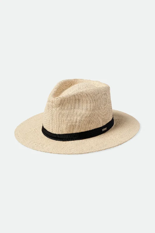 Handmade straw fedora for women with stylish band and chic appearance -Carolina Straw Packable Hat - Natural