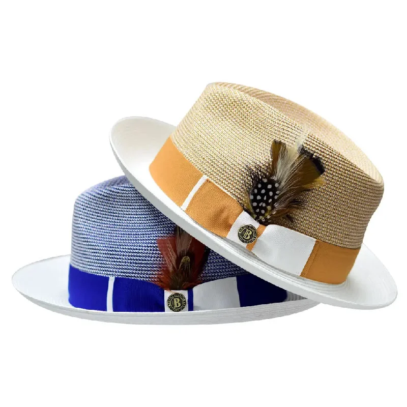 Fedora hats for women with satin finishes for luxurious texture and shine -Bruno Capelo Georgio Two-Tone Straw Fedora