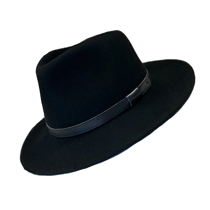 Breathable felt hat for all-season versatility -Black Wool Felt Western Cowboy Hat with Faux Leather Band