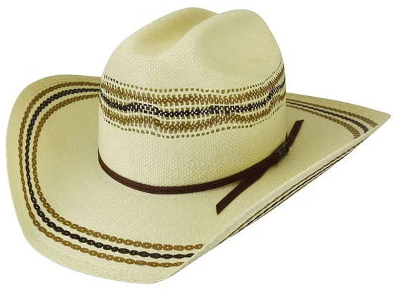 Stylish straw sun hat for women with colorful accents for a fun summer vibe -Bailey Lubbock Vintage 2 Tone Weave