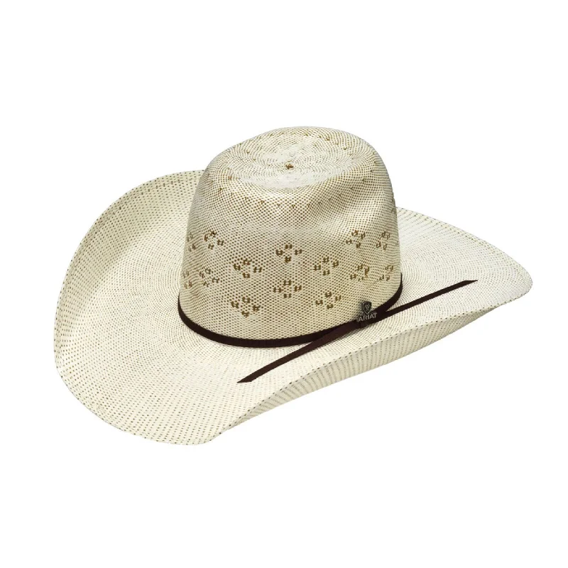 Cute straw hat for women with bow detail and soft, summery look -Ariat Ivory & Brown Bangora Hat