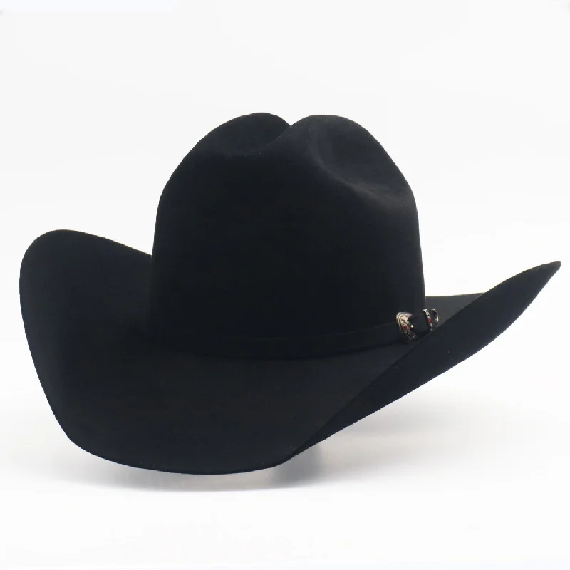 Vintage-inspired cowboy hats with unique fabric bands for a retro western look -Black Cowboy Hat