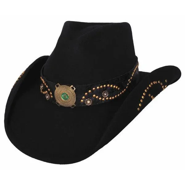 Stylish felt cowboy hats for women with velvet bands for a rich, luxurious finish -Bullhide Sheila - Shapeable Wool Felt Cowgirl Hat