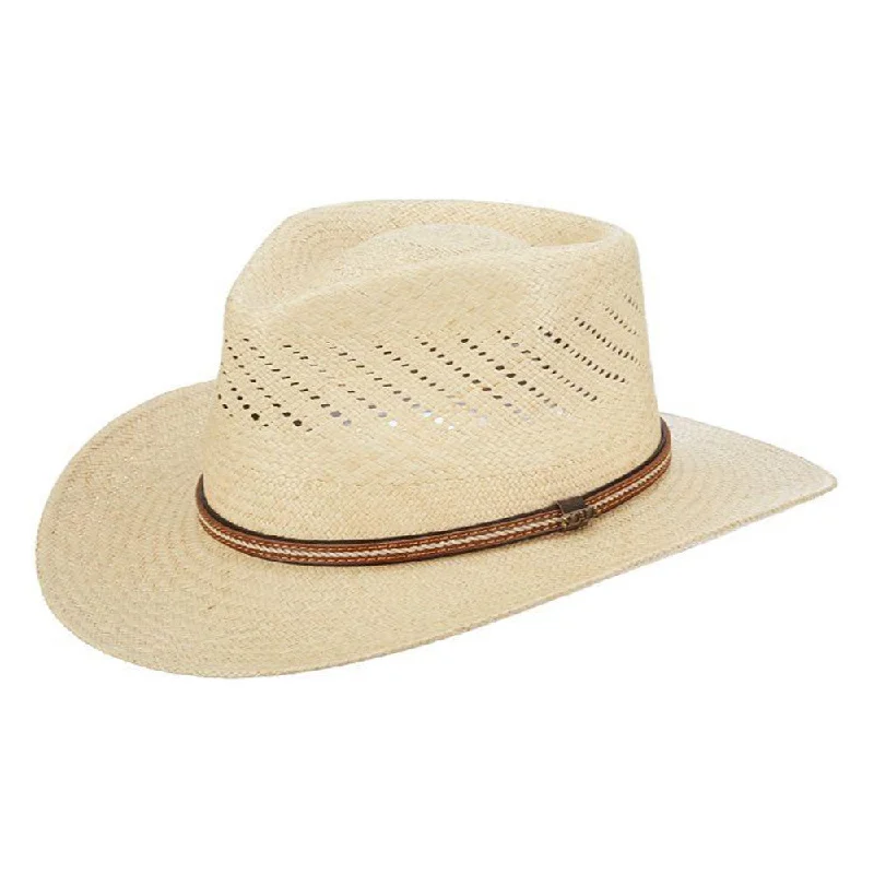 Straw sun hat for men with breathable fabric for warm-weather comfort -Scala - Vented Outback Panama Hat