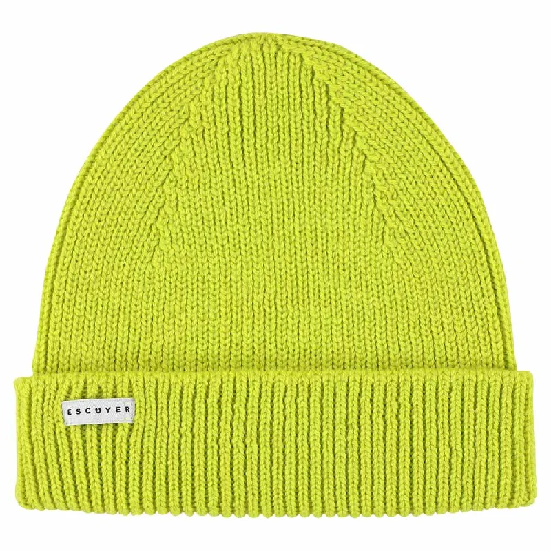 Classic cap with curved bill silhouette -Ribbed Merino Beanie / Bright Yellow