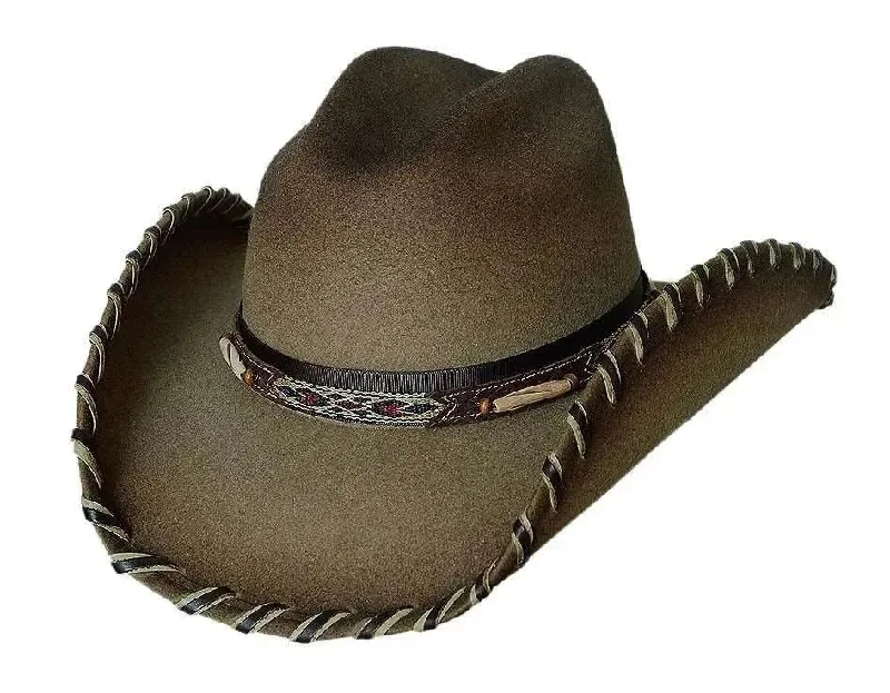 Vintage-inspired cowboy hats with unique fabric bands for a retro western look -Bullhide Cheyenne - Wool Felt Cowboy Hat