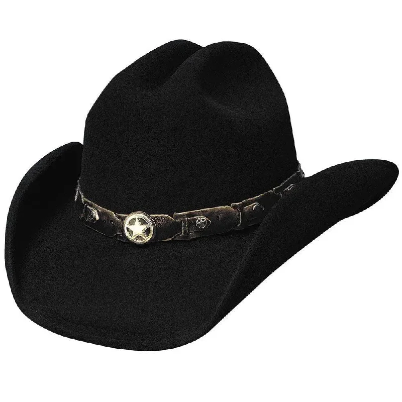 Vintage-inspired cowboy hats with unique fabric bands for a retro western look -Bullhide Colt 45 - Shapeable Wool Felt Cowboy Hat