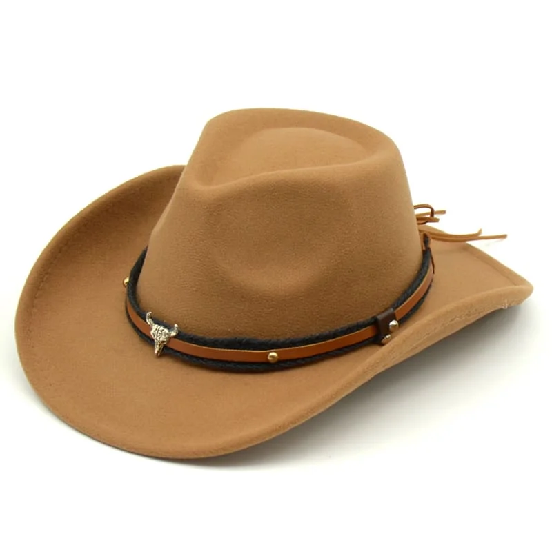 Custom leather cowboy hats for women with rhinestone detailing for a glamorous twist -Bullhead Ribbon Cowboy Hat