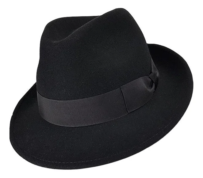 Premium felt fedora hats for men with strong, durable construction for lasting wear -Stanton Premium Wool Felt Trilby - Black