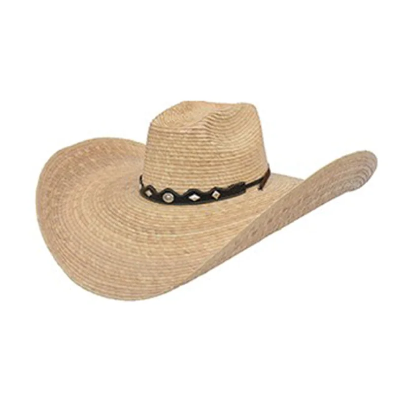 Handmade straw sun hat for women with rustic charm and timeless appeal -Old West Texas Quemada Palm Straw Hat