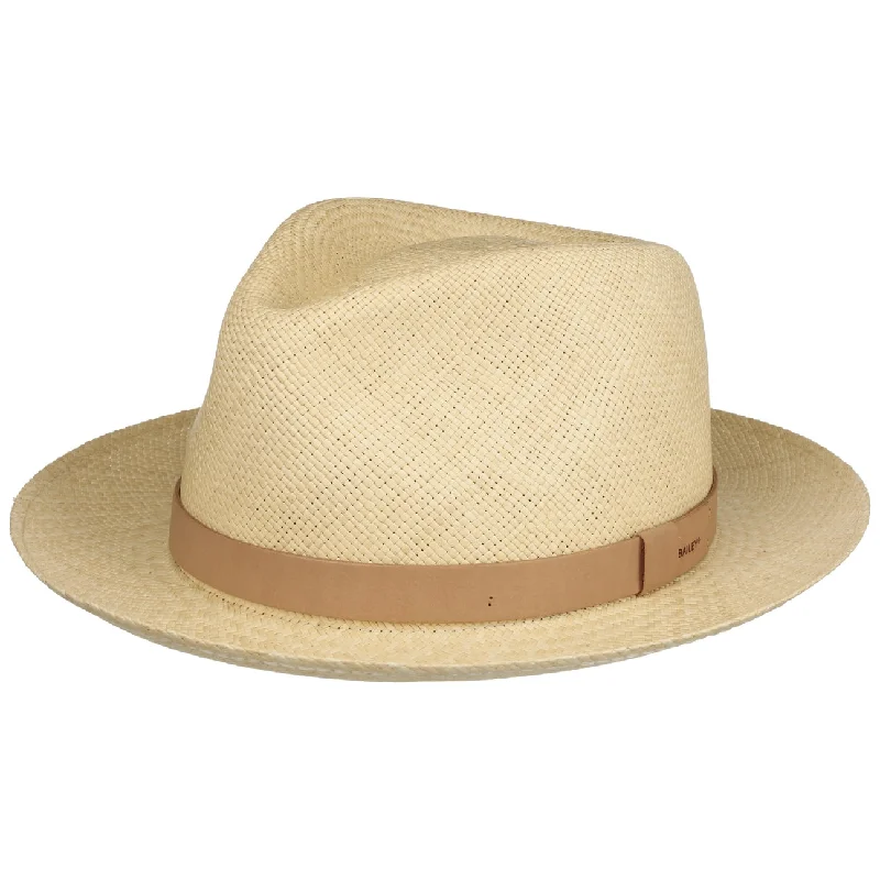 Light brown straw sun hat for women with delicate design and bohemian style -Gelhorn Panama Hat by Bailey 1922