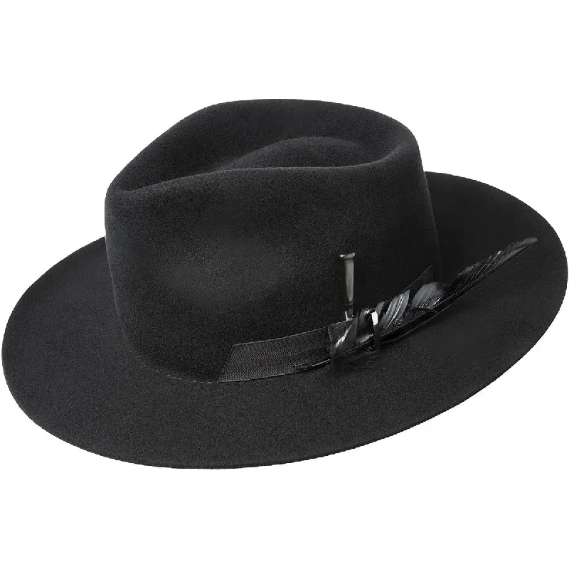 Fedora hats for men with wide brims and bold patterns for summer flair -Bailey Barksdale Polished Elite Finish Wool Wide Brim Fedora