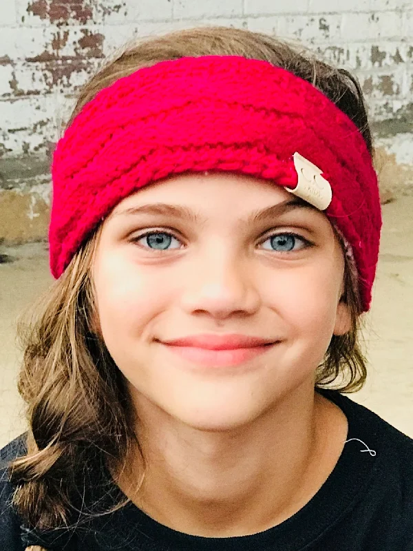 Soft cotton cap for all-day wear ease -HW-20-KIDS HOT PINK HEADWRAP