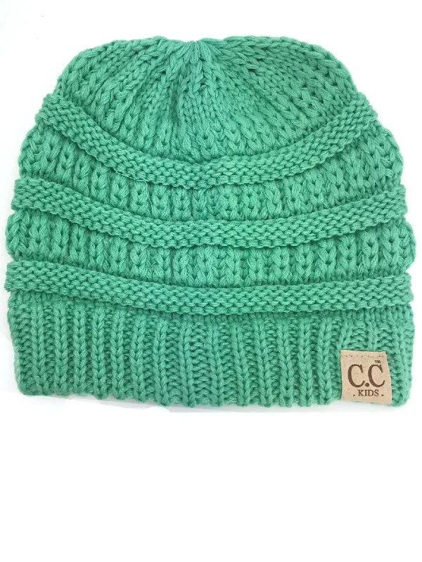 Minimalist cap with small stitched emblem -YJ-847 Sage Kid Beanie