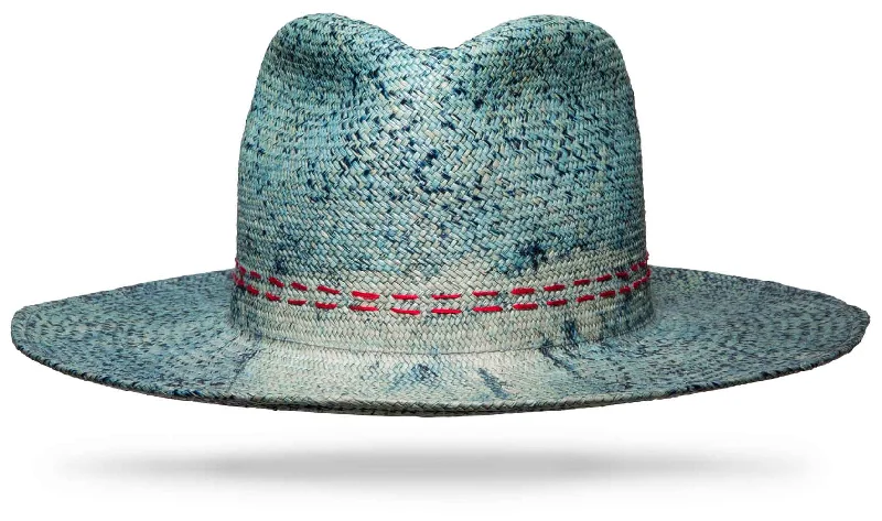 Straw sun hat for men with breathable fabric for warm-weather comfort -Virgil Straw Indigo Sky Blue