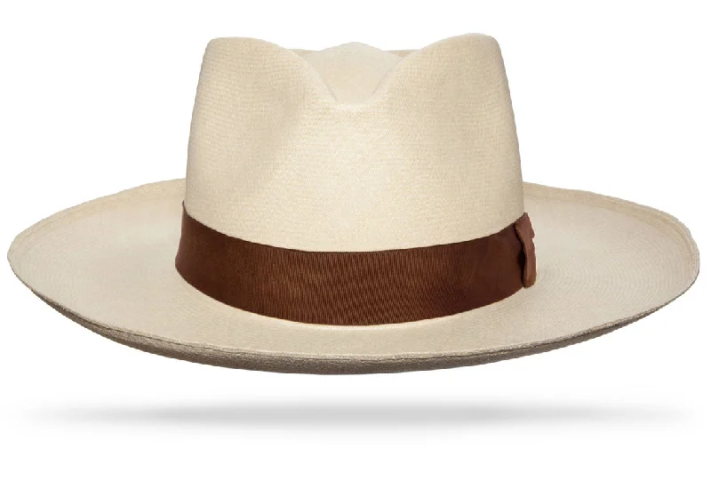 Natural straw sun hat for men with breathable design for hot weather -Montecristi Casablanca Weather Refined band