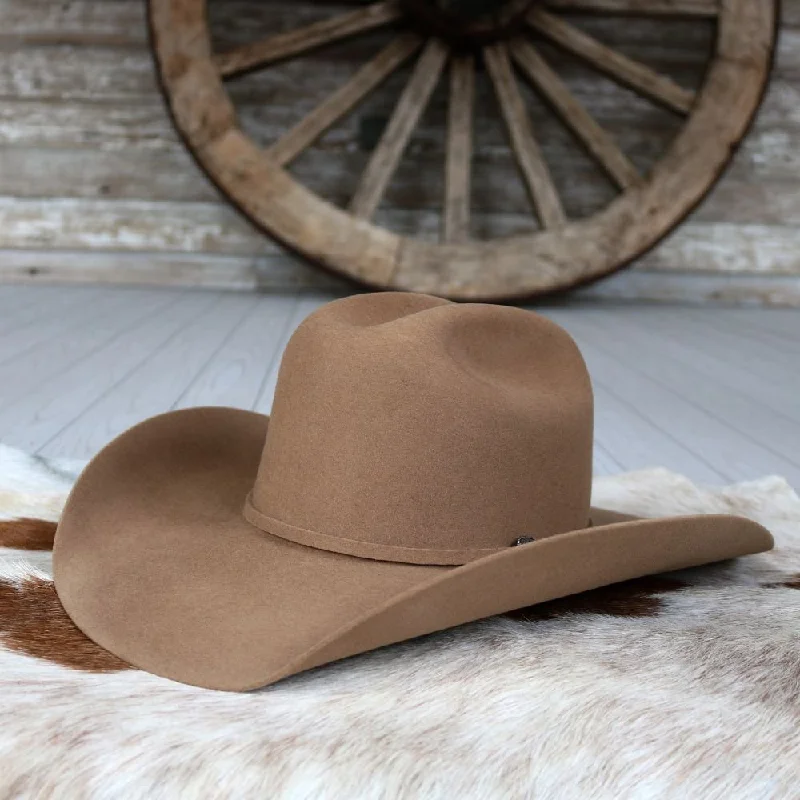 Warm felt hat for snowy mountain trips -Serratelli Pecan Wool Cowboy Hat