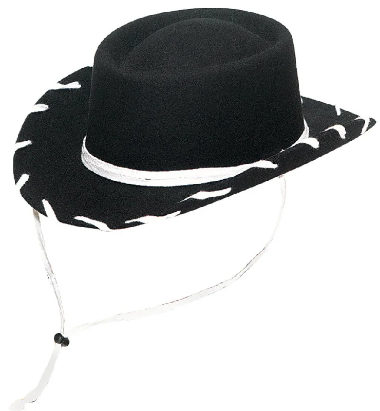 Personalized straw hat for men with custom logo or engraving for a unique gift -Twister Kids Woody Black Hat