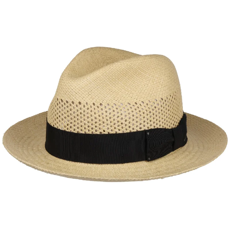 Stylish straw sun hat for women with colorful accents for a fun summer vibe -Groff Panama Hat by Bailey 1922