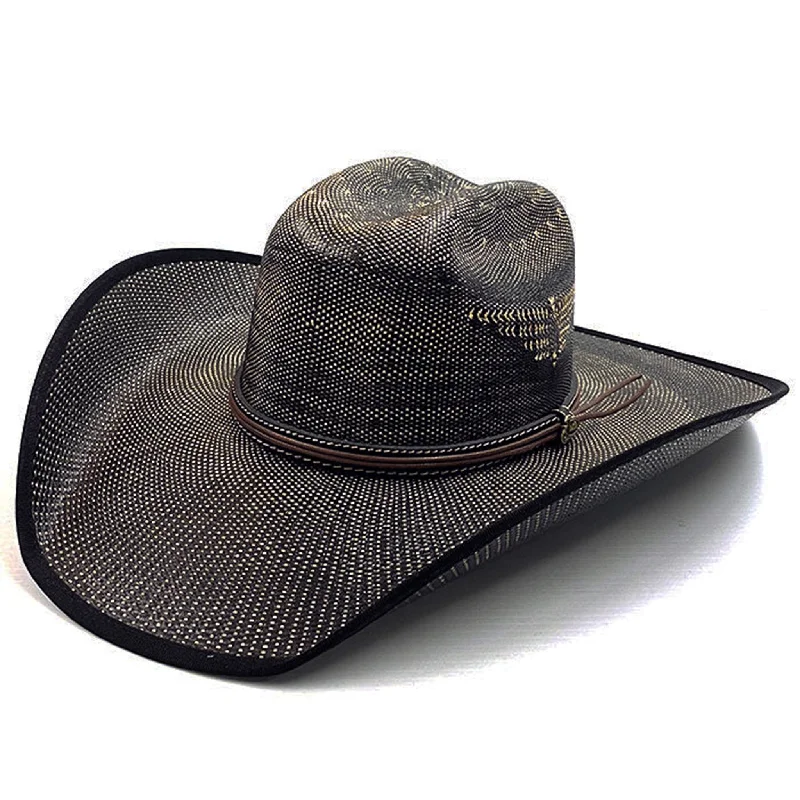 Comfortable straw visor hat for women with adjustable strap and sun protection -Justin Black Fenix/Thunder Straw Hat