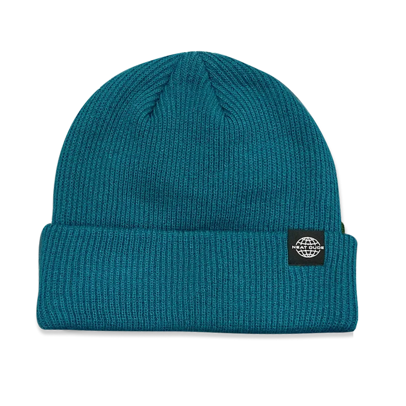 Premium cap with leather strap accent -Core Beanie - Ocean