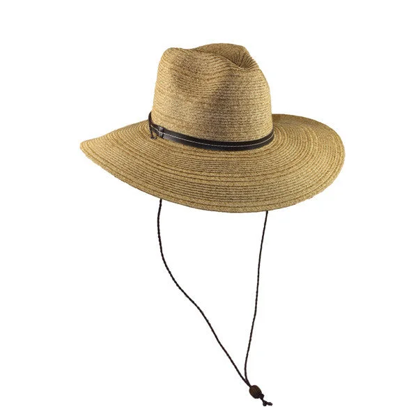 Stylish straw cap for men with woven texture and modern design -Jeanne Simmons - Large Brim Fedora W- Chin Cord