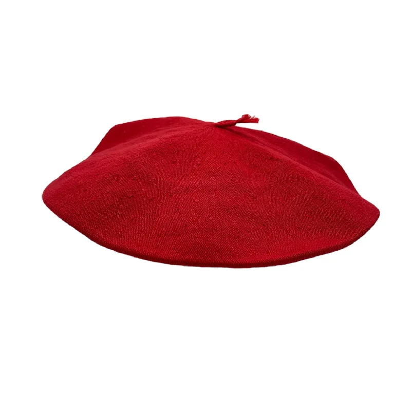 Vintage wool felt hat with worn charm -Gaucho Beret - Cotton Red