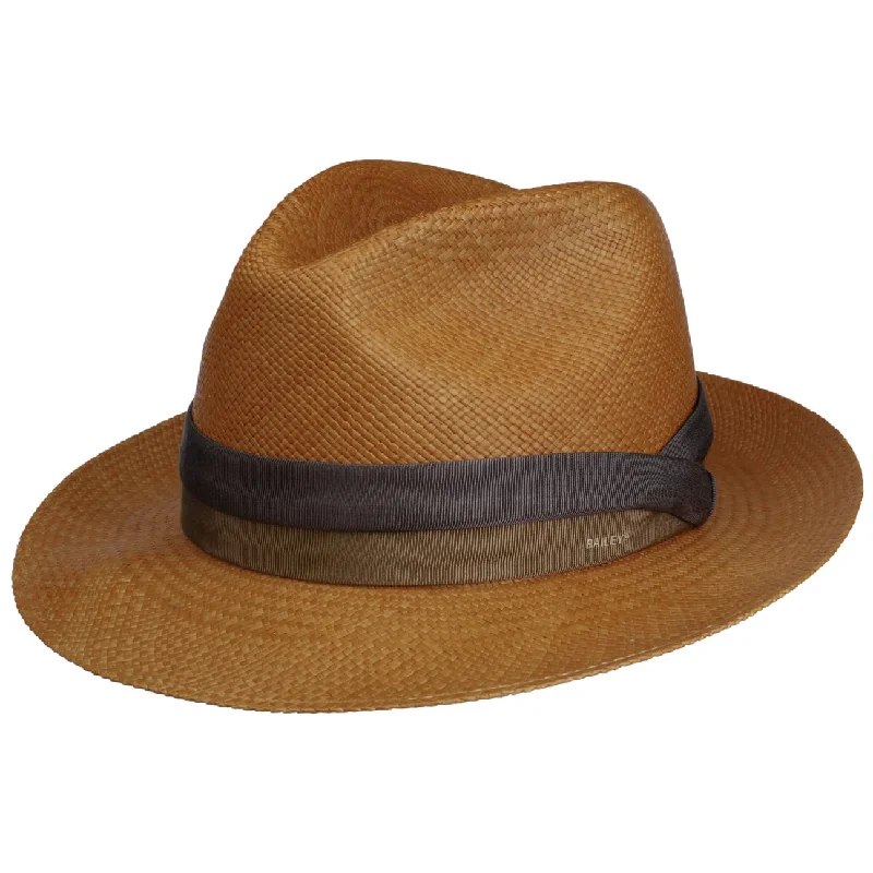 Simple straw fedora for men with traditional styling and lightweight construction -Cuban Panama Hat by Bailey 1922