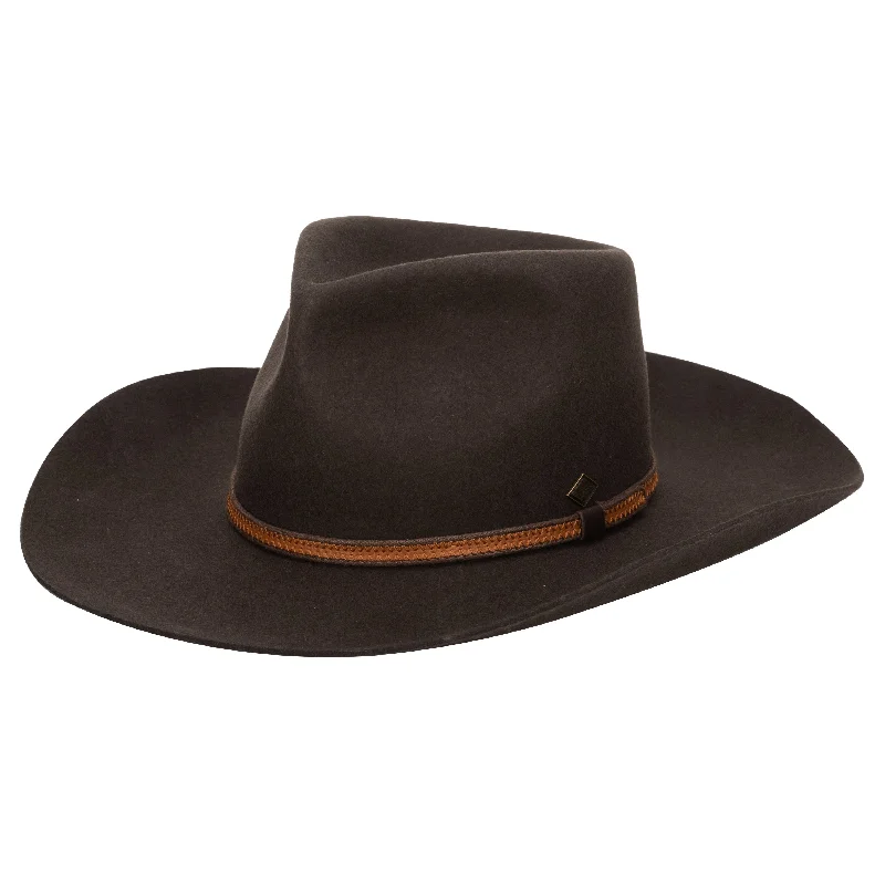 Fedora hats for women with geometric designs for a chic and bold statement -Men's Wool Felt Western Fedora With Faux Leather Band